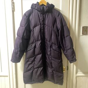 Isis Long Deep Purple Down Hooded Coat